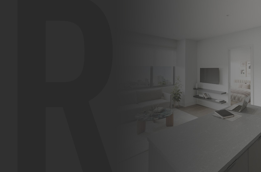 Stylish modern living room with a kitchen and dining area, exemplifying the design aesthetic of Maison Riverian.